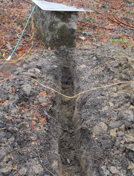 Trench to bury waterline