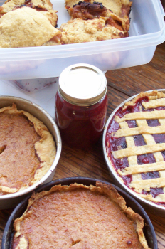 Pies and cranberry sauce