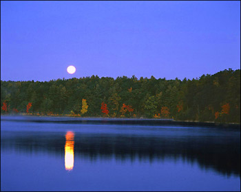 Walden pond moonrise