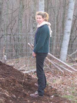 Peeing on a compost pile using a pstyle.