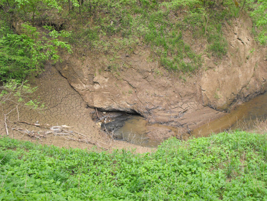 Creek running into a sinkhole.