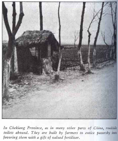 Roadside outhouse in China to tempt travelers to deposit their manure.