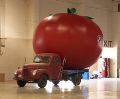 killer tomato on a truck