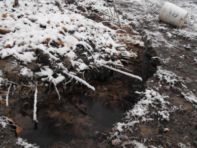 Swale filled with water