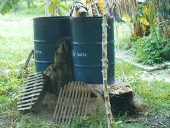 A metal drum can be used to sterilize mushroom substrates
