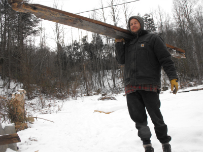 Carrying salvaged lumber