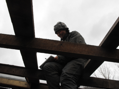 Roof with rafters and cross-pieces, ready for tin