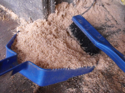 Sweeping up sawdust