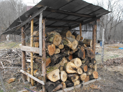 Putting fresh wood in the wood shed Last year a couple of friends teamed 