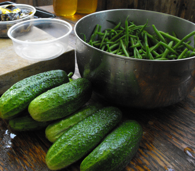 Cucumbers and green beans