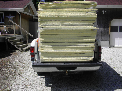A truckload of foamboard insulation
