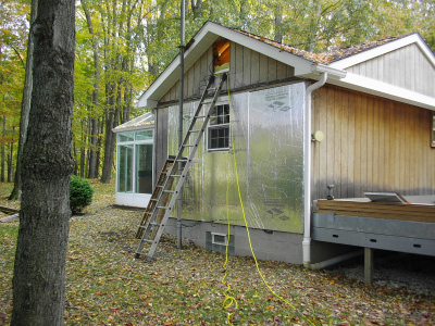 Adding foamboard insulation to the outside of a mobile home