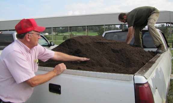 Spike helping me with smoothing out the compost