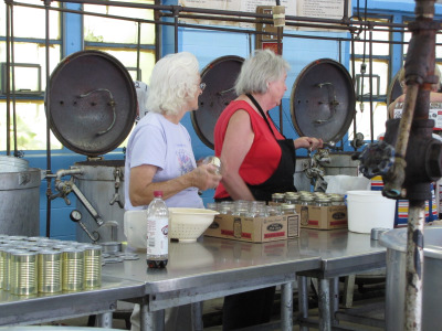 Canning in Mason jars at the cannery