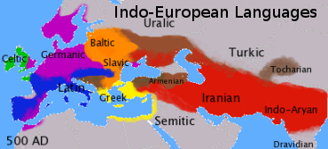 Map of Indo-European Languages, 500 AD