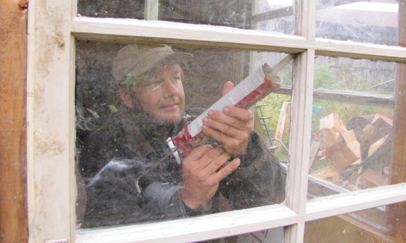 caulking a window