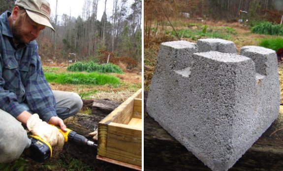 brick and a box being built during the day