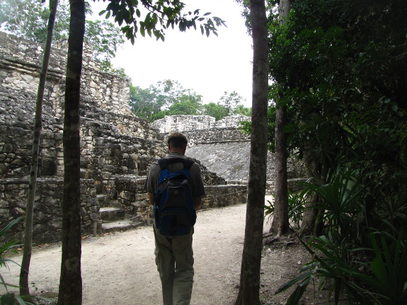 Exploring Mayan ruins at Coba