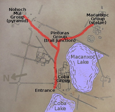 Map of Coba ruins