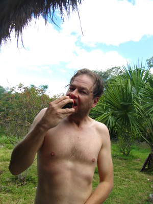Mark eating watermelon