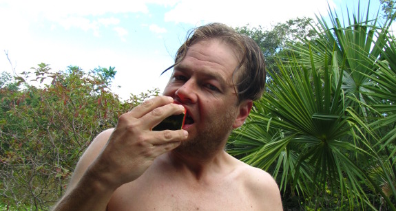 Mark eating watermelon