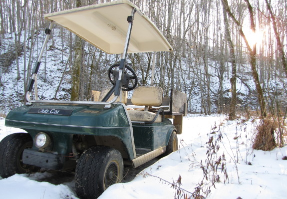 48 volt Club Car golf cart on a winter day