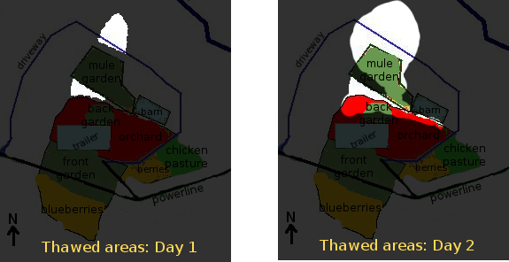 Map of sunny microclimates in the garden