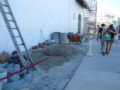 Mixing cement on the ground