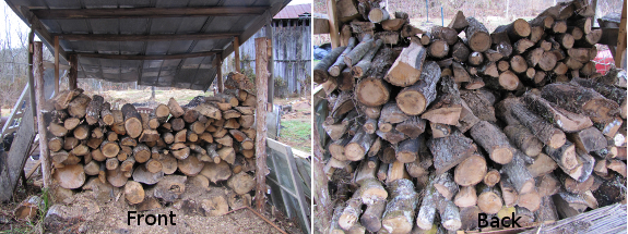 Partly filled woodshed