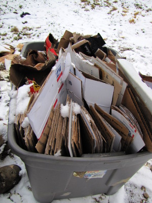 Composting cardboard with urine