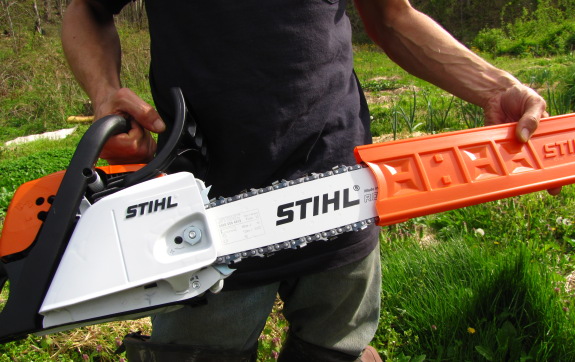 stihl MS211 chainsaw close up