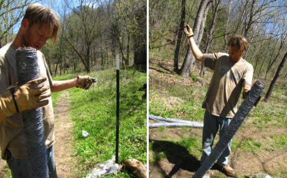 5 foot role of chicken wire being unwrapped