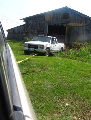 truck being pulled out with tow strap