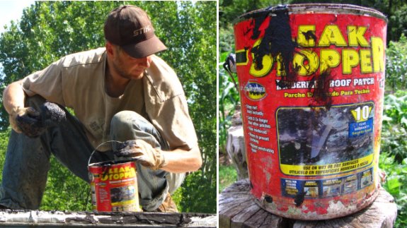 using a product called Leak Stopper to fix a leaking trailer roof