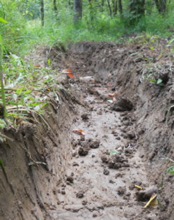 close up shot of muddy rut