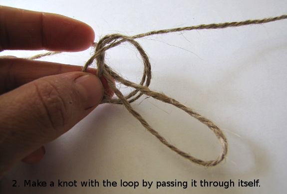 Make a knot with the loop by passing through itself