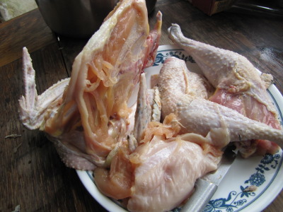 Butchering chicken