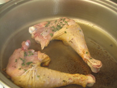 Cook chicken legs