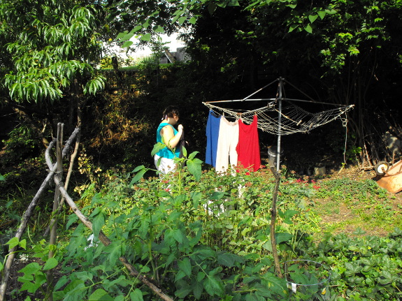 Drying clothes on the line