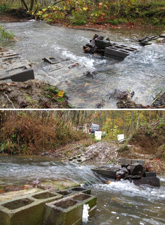 tips for using cinder blocks as stepping stones for a creek crossing