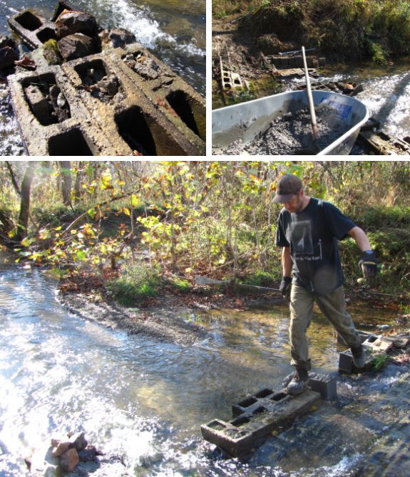 how to make solid stepping stones in the middle of a creek on a low budget