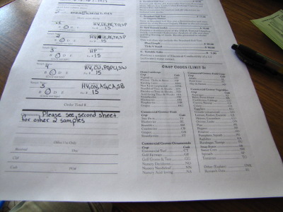 Soil test form