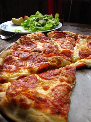 Pizza and salad