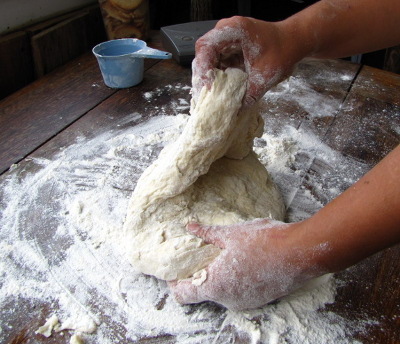 Kneading bread