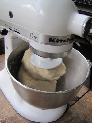 Kneading dough in a mixer