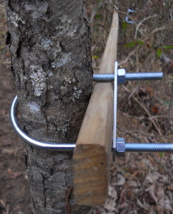 furring strip as a hand rail on a trail hill