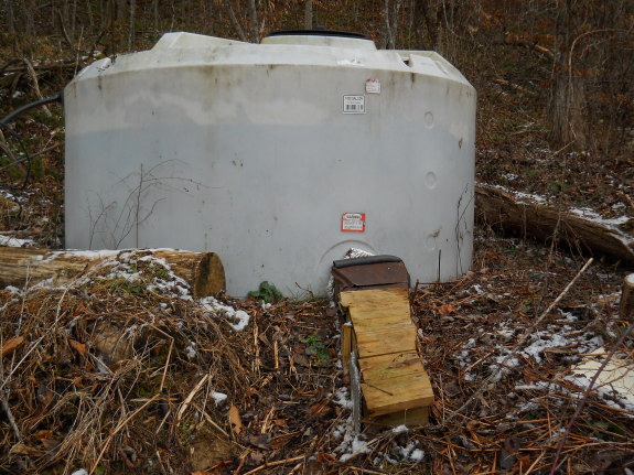 image of our water storage tank during the winter of 2012