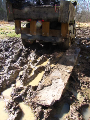 Muddy golf cart