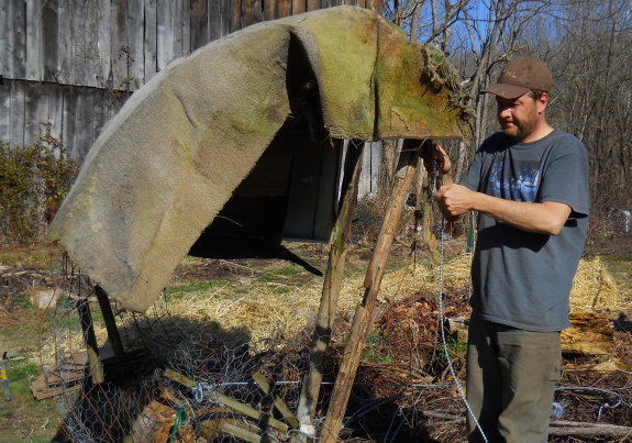 using recycled carpet to make a chicken coop/ark/tractor