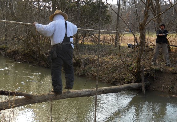 Texas Tony crossing the creek the boyscout way